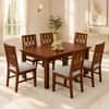 Globally Indian Vihana Solid Sheesham Wood 6 Seater Dining Table Set 6 Chairs Grey
