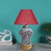 Devansh Conical  Maroon Jute Shade  Lamp With  Wood & Mosaic Glass Base For Decoration /Office/Home/Gifting/Study For Decoration /Office/Home/Gifting/Study -(10X10X14.5) Inches -