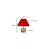 Audrey Red Fabric Shade Table Lamp with Natural Wooden Base