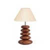 Devansh Off-White Cotton Table Lamp With Wood  Pebble Lamp  (10X10X15) Inches