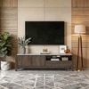 Lunar Solid Wood and Carrara White Marble TV Unit in Danish Walnut Finish