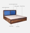 Lotus Solid Wood Queen  Size Upholstered Bed With Box Storage (Provincial Teak Finish)