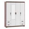 Miller 4 Doors 4 Drawers Wardrobe With Mirror and Lock in Two Tone Finish