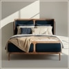 Valerio Duo-Panel Luxe King Size Bed in Chocolate Brown colour Velvet with Oak wood Frame