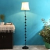 Parsine Off White Fabric Floor Lamp with Black Iron Base