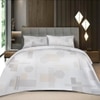 Vega White Geometric 400 TC Cotton Flat Super King Size Bedsheet with 2 Pillow Covers – Threads