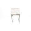 Belmont Sheesham Wood Mid Century 3 Seater Bench With Metal Legs In Grey Fabric
