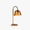 Lior Handicrafted Table Lamp in Antique Silver Brass finish and Amber Colour