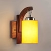 Devansh Solid Wood Electric Wall Light in Brown Colour with Yellow Shade Count of 1 Light