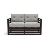 Raymond 2 Seater Wooden Sofa in American Walnut Finish & Vapour Grey Colour