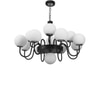 Eliante White Chandelier, 13-Light, Mild Steel Frame With Glass Shades, Modern Ceiling Lighting