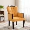 Arista Sheesham Wood Lounge Chair In Yellow Velvet Upholstery