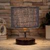 Vinny Blue Jute table lamp with brown wood base