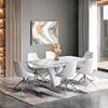 Caribu 6 To 8 Extendable Dining Table In White Marble Color With High Gloss Finish