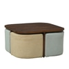 Jansen Nesting Coffee Table with Seating in Lunar Grey and Beige Fabric