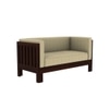 Prashiv 2+1+1 Seater Wooden Sofa (Creame Colour, Walnut Finish)
