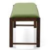 Oribi Dining Bench In Teak Finish With Avocado Green Fabric