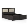 Ritz Solid Wood Queen Size Upholstered Bed With Hydraulic Storage (Mahagony Finish)