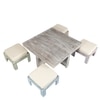 Blane Sheesham Wood Country Side Coffee Table Set With 4 Stools In Antique Multicolour Finish