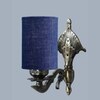 Devansh Metal Electric Wall Light in Antique Gold Colour with Blue Shade Count of 1 Light