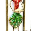 Desert Art Metal Handpainted Lady Musician Wall Hanging Set of 3 in Green Colour