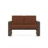 Moreno 2 Seater Solid Wood Sofa in Danish Walnut Finish and Terracotta Stripe Fabric