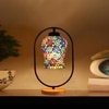 Devansh Multicolor Glass Wooden & Iron  Table Lamp -17 Inch Height  -Apl4