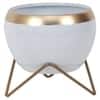 Apple Planter Set Of 2 In White And Gold Colour
