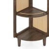 Brisa Solid Wood and Cane Corner Bookshelf In Danish Walnut Finish