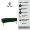Doe Buck Velvet Tufted Storage Bench in Green Colour with Gold Legs