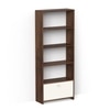 BLUEWUD Molse Engineering Wood Multipurpose Floor Standing Bookshelf Decor Display Shelves Wall Book Storage Rack Organizer with Hinged Door for Office Home (Brown Maple & White)