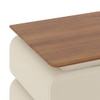Sora Solid Wood Bedside Table In Beige with Amber Walnut Finish