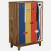 Olio Mango Wood Hand Painted Multicolor 2 Door Cabinet In Natural Finish