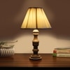 Devansh Off-White Cotton Vintage  Lamp With Wood Base (12X19)