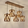 Symmetric 5 Series Brown Solid Wood Cluster Hanging Light