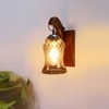 Devansh Solid Wood Electric Wall Light in Brown Colour with Lavender Shade Count of 1 Light