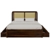 Lotus Solid Wood Queen  Size Upholstered Bed With Drawer Storage (Provincial Teak Finish)