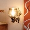 Devansh Metal Electric Wall Light in Antique gold Colour with Lavender Shade Count of 1 Light