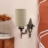 Devansh Metal Electric Wall Light in Antique Gold Colour with Beige Shade Count of 1 Light