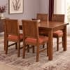 Globally Indian Shilpa Solid Sheesham Wood 4 Seater Dining Table Set 4 Chairs Terracotta Orange