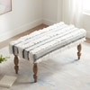 Bestone Sheesham Wood Mid Century 2 Seater Bench In Grey Fabric