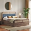 Hanoi Solid Wood Cane Queen Size Hydraulic Storage Bed In Danish Walnut Finish with Davos Plus Colour