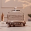 Ireka Homes Sugar Sphere Acacia Wood Cake Stand with Glass Dome