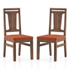 Tessa Solid Wood Dining Chair In Sienna Teak Finish With Burnt Orange Colour Fabric
