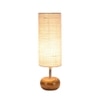 Nellie White Natural Fiber Shade Table Lamp with Natural Wooden Base