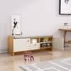 Hexa Red Engineered Wood Shoe Rack in Giant Wood and Frosty White Colour