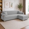 Convil Velvet L Shape 4 Seater  Sofa in Grey Color