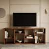 Anaya Solid Sheesham Wood Open Shelves Tv Stand In Provincial Teak Finish