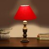 Devansh Red Cotton Table Lamp With  Wood Natural Base (10X18 Inches)-29