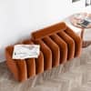Wooden Twist Veylo Modern Line Design Bench with Round Back Pillow in Orange Colour